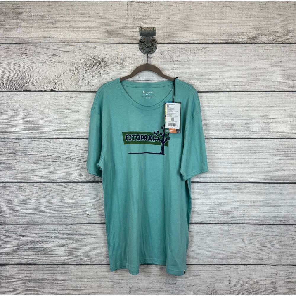 Cotopaxi Men's Blue Hello Desert Organic Logo Graphic Short Sleeve Tee Size XXL